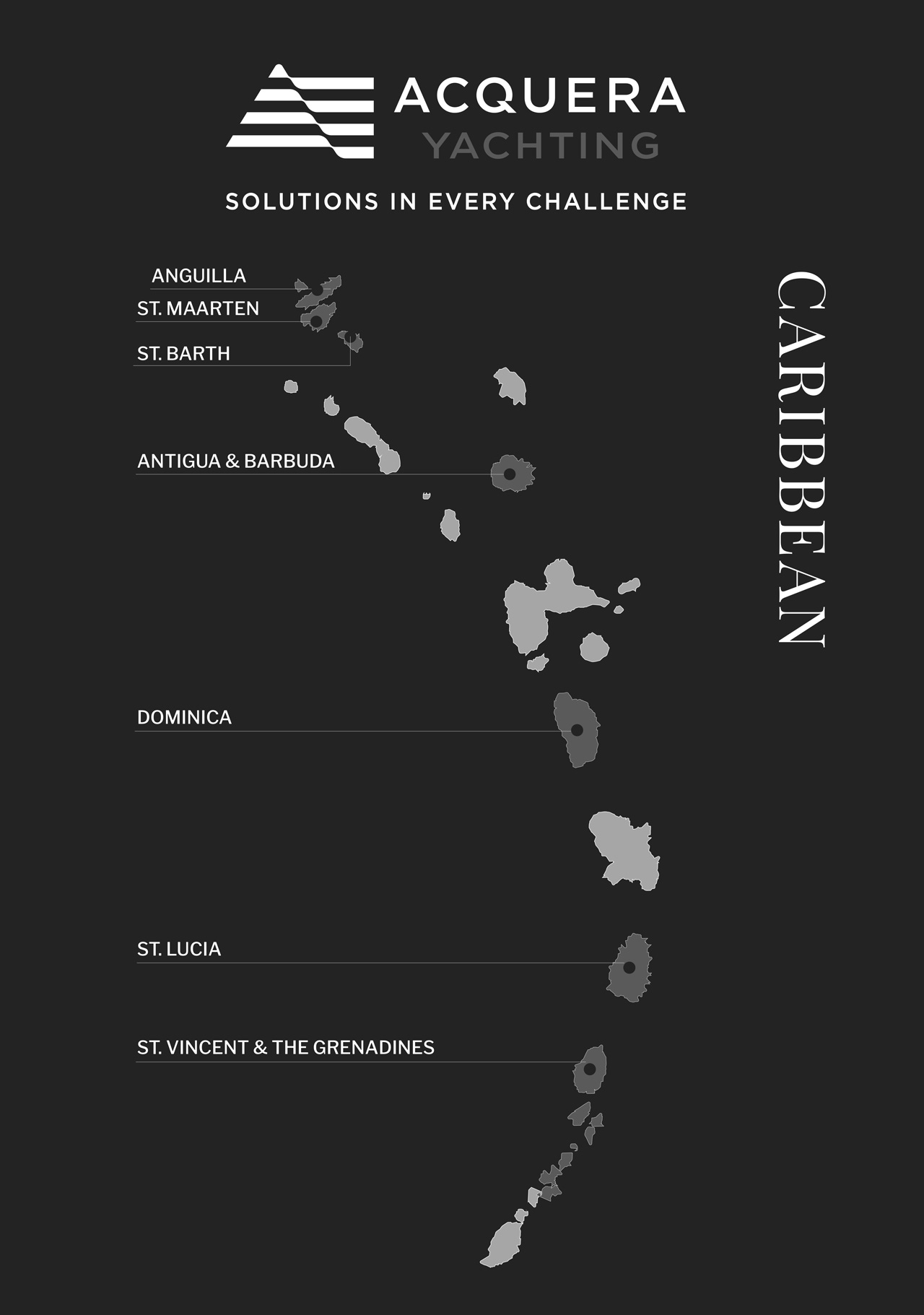 Acquera Yachting Caribbean Office Map